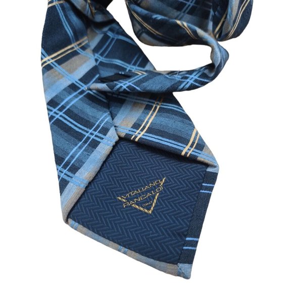 VITALIANO PANCALDI Blue Plaids & Checks Wool Tie ITALY 60"/ 4" EC - Picture 7 of 7